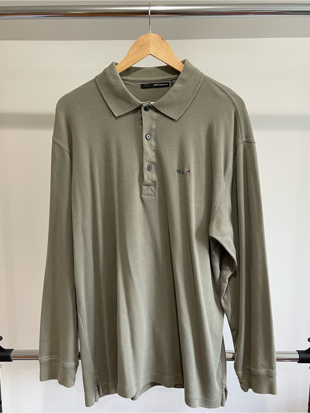 Greg Norman Collection Olive Long-Sleeve Polo - Size XL - 100% Cotton